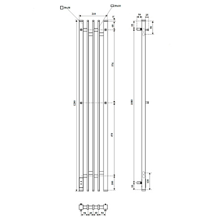 Полотенцесушитель электрический Point Фрея PN20732B П2 180x1200 диммер слева, черный
