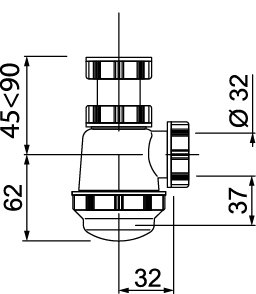 Сифон WIRQUIN 1¼ x 32 мм для биде и умывальников