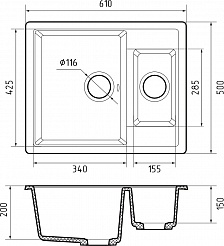 Мойка кухонная GranFest Quadro GF-Q610K черный