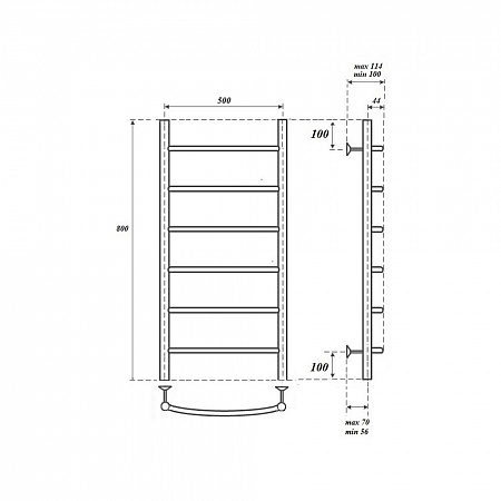 Полотенцесушитель водяной Point Афина PN04158 П6 500x800, хром