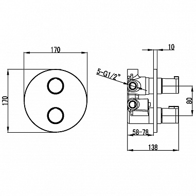 Термостат Lemark Yeti LM7828C для ванны и душа встраиваемый с 3-функц. дивертором, без аксессуар