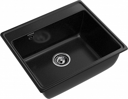 Мойка кухонная GranFest VERTEX GF-V-580 1-чаш 580*500мм черный, мрамор  