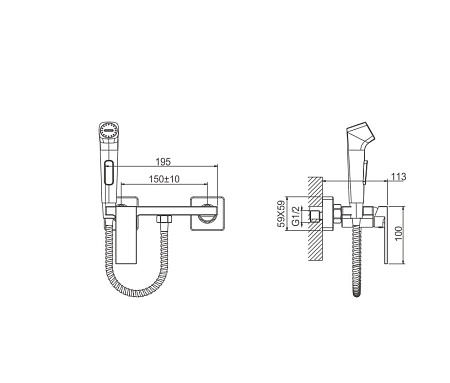Гигиенический душ BELZ B55653-7 латунь, черный