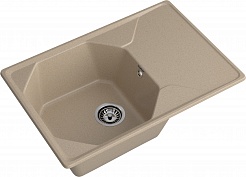 Мойка кухонная GranFest UNIQUE GF-U-740L чаш+кр 740*500мм песочный, мрамор  