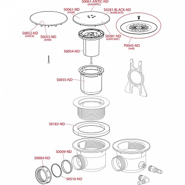 Сифон для душевого поддона, хромированный, арт. A49CR