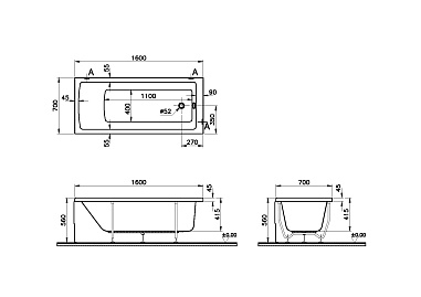 Ванна VITRA Neon 52520001000 160x70