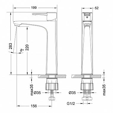 Смеситель Lemark Evitta LM0509C для умывальника монолитный высокий, хром