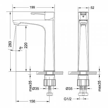 Смеситель Lemark Evitta LM0509C для умывальника монолитный высокий, хром