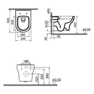Унитаз подвесной OPADIRIS Лоренцо OS41712A безободковый, сиденье антикварный орех