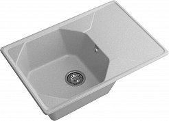 Мойка кухонная GranFest UNIQUE GF-U-740L чаш+кр 740*500мм серый, мрамор  