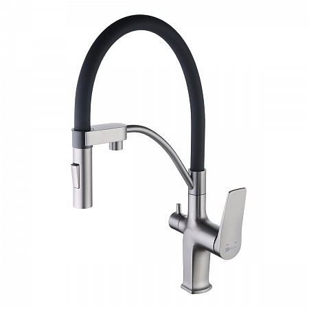 Смеситель Lemark Bronx LM3761GM для кухни, с гибким изливом, с подключ. к фильтру питьевой воды, гра