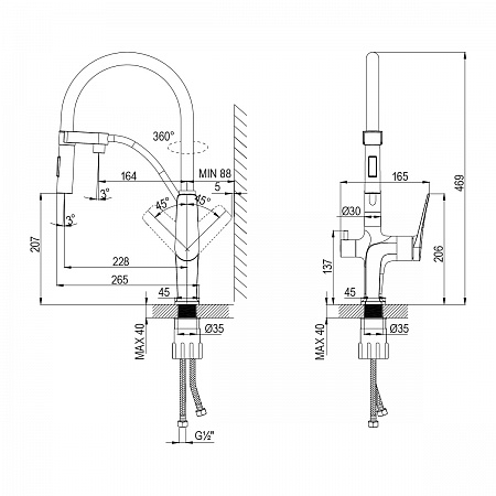 Смеситель Lemark Bronx LM3761GM для кухни, с гибким изливом, с подключ. к фильтру питьевой воды, гра