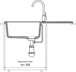 Мойка кухонная GranFest QUARZ GF-ZL-53 чаша+кр 860*480 (черный)