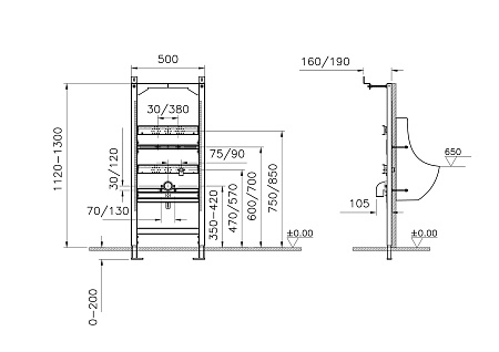 Система инсталляции для писсуаров VitrA 880-3800