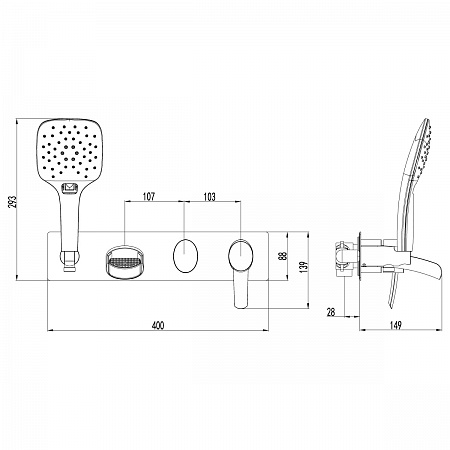 Смеситель встраиваемый Lemark Atlantiss LM3224C для ванны и душа встраиваемый, с 3-функциональной ле