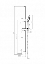 Душевой гарнитур Cersanit NENO (стойка) 3 режима шланг 200 PVC, черный