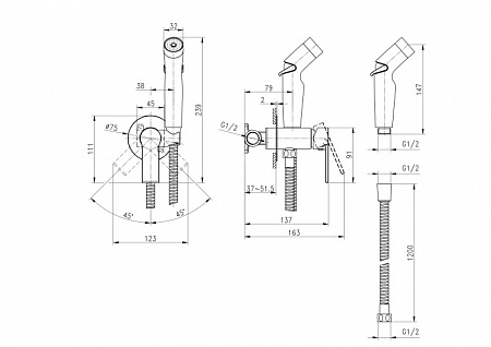 Смеситель Cersanit с гигиеническим душем BRASKO встраиваемый однорычажный