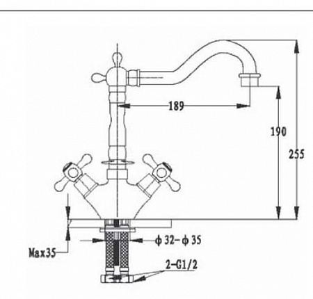 Смеситель GranFest для кухни Ретро двухвентильный (бронза)