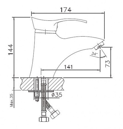 Смеситель для раковины HAIBA HB1001, латунь, хром