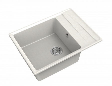 Мойка кухонная GranFest LEVEL GF-LV-660L чаш+кр 660*500мм белый, мрамор  