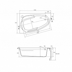 Ванна Cersanit асимметричная JOANNA 150x95 правая