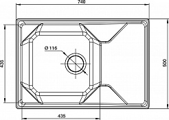 Мойка кухонная GranFest UNIQUE GF-U-740L чаш+кр 740*500мм белый, мрамор  