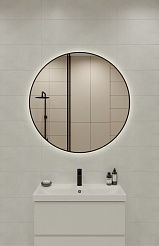 Зеркало Cersanit ECLIPSE smart 100x100 с подсветкой круглое черная рамка