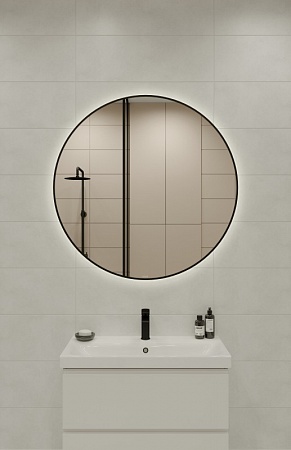 Зеркало Cersanit ECLIPSE smart 100x100 с подсветкой круглое черная рамка