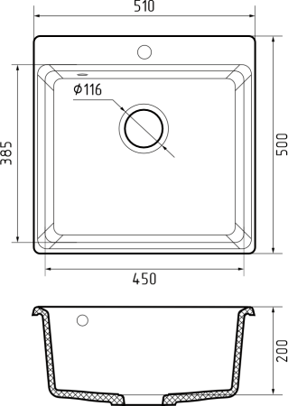 Мойка кухонная GranFest LEVEL 510  1-чаш 510*500 кашемир