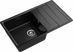 Мойка кухонная GranFest LEVEL GF-LV-860L чаш+кр 860*500мм черный, мрамор  