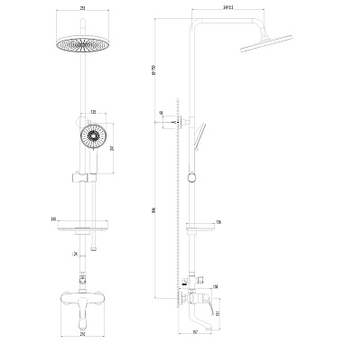 Душевая система AWP Agura S0762C с тропическим душем и поворотным изливом, хром