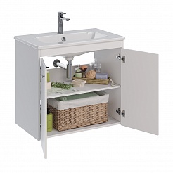 Тумба Lemark ROMANCE 80см под раковину, подвесн/напольн, 2-х дв., цвет корпуса, фасада: Белый глянец