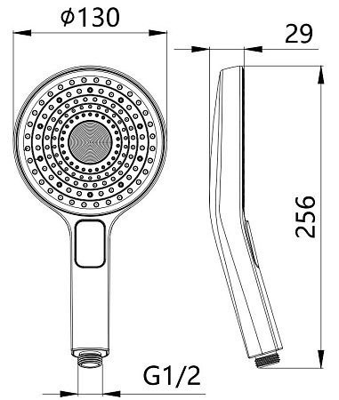 Ручной душ, 3 реж., диам, 130 мм арт. SPL1403 хром, ESKO