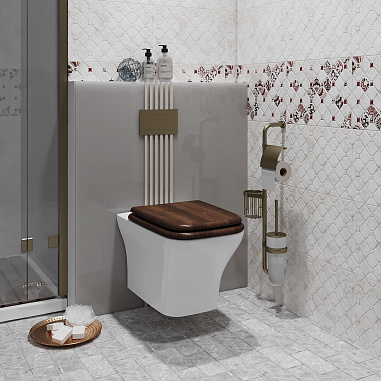 Унитаз подвесной OPADIRIS Кантара OS74712A безободковый, сиденье антикварный орех