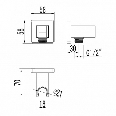 Подключение для душевого шланга с креплением для лейки Lemark LM4585C для LM4519C, хром