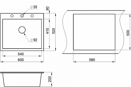 Кухонная мойка Granula GR-6001 турмалин