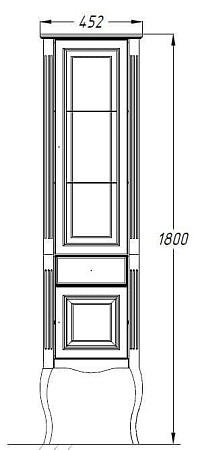 Пенал OPADIRIS Лаура, белый матовый с патиной - бежевый, левый