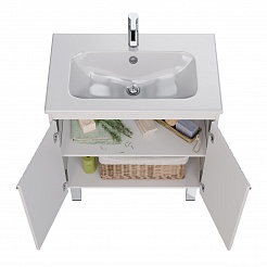 Тумба Lemark ROMANCE 80см под раковину, подвесн/напольн, 2-х дв., цвет корпуса, фасада: Белый глянец