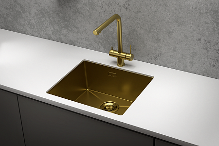 Стальная кухонная мойка Granula GR-5445U золото сатин
