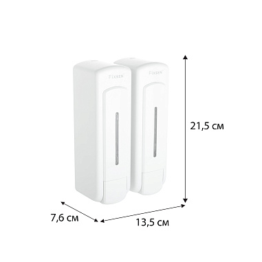 Fixsen HOTEL FX-31012H-2 Дозатор для жидкого мыла настенный двойной 325+325мл., пластик, белый