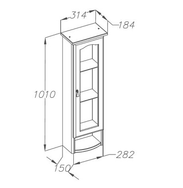 Шкаф OPADIRIS Риспекто, орех антикварный (нагал), подвесной, 1-створч., правый