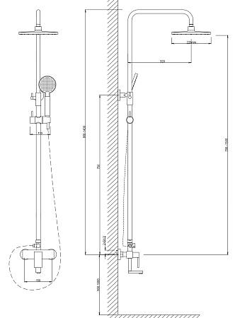 Душевая система со смесителем, арт. VST113, VODA