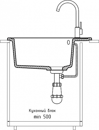 Мойка кухонная GranFest URBAN 857L  1-чаш+кр 620*480 серый