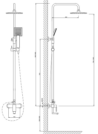 Душевая система со смесителем, арт. VST115, VODA