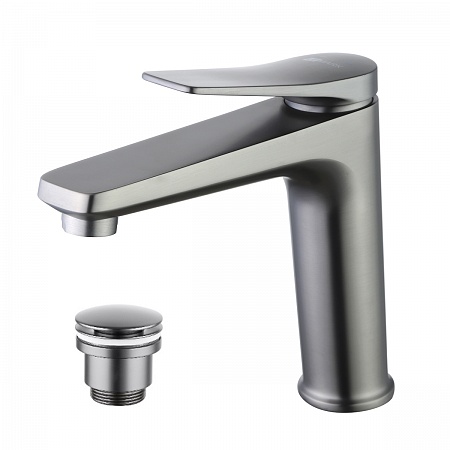 Смеситель Lemark Bronx LM3737GM для умывальника средний, монолитный, графит
