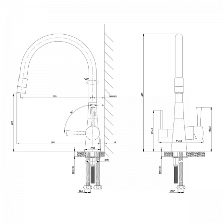 Смеситель Lemark Comfort LM3075BN-Beige для кухни, с гиб. изл., с под. к фильтру п/в, никель/бежевый