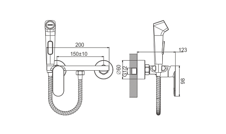 Гигиенический душ BELZ B55645-8 латунь, белый