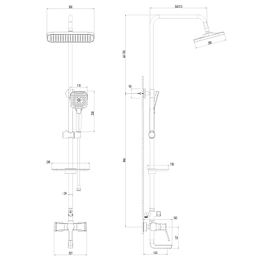 Душевая система AWP Shira S0562C с тропическим душем и поворотным изливом, хром