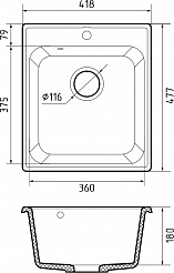 Мойка кухонная GranFest QUARZ GF-Z17 1-чаш. 420*480 (темно-серый)
