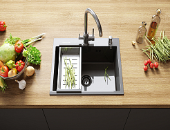 Мойка кухонная ULGRAN STEEL 500 Х 450, черная брашированная сталь                          